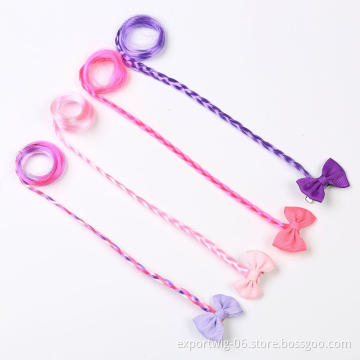 Fashion Children Clip in Straight Hair Extensions with Ribbon Bow Cheap Kids Clip in Hair Extensions